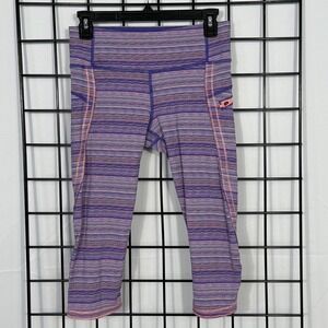 Lululemon Run Top Speed Crop Leggings Womens 6 Pink Space Dye Twist Activewear